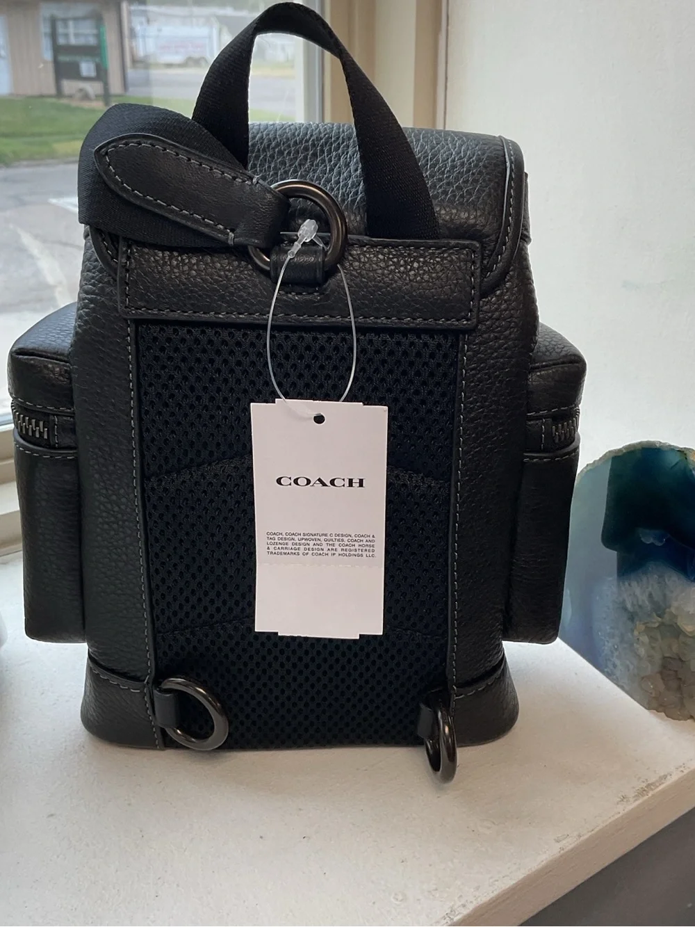 Coach NWT Sprint Sling Pack Black Leather Crossbody Backpack